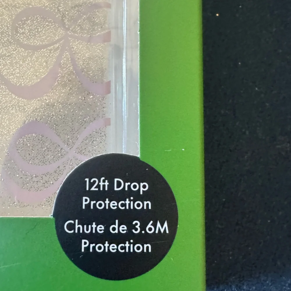 kate spade Clear iPhone Case w/ pretty pale pink bows& a little touch of shimmer